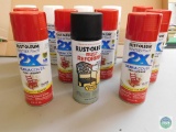 Lot 12 Cans Rust-Oleum Spray Paint Cans Red, White, and 1 Black