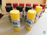 Lot 12 Cans Rust-Oleum Spray Paint Red Gloss, Yellow Gloss, and Black Primer