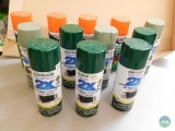 Lot 12 Cans Rust-Oleum Spray Paint Cans Hunter Green, Sage, and Orange