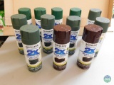 Lot 12 Cans Rust-Oleum Spray Paint Cans Satin Green and Gloss Brown