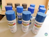 Lot 12 Cans Rust-Oleum Spray Paint Cans Gloss Brilliant Blue, Blue, & Camouflage
