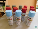 Lot 12 Cans Rust-Oleum Spray Paint Cans Gloss Red, Baby Blue, and Gray Primer