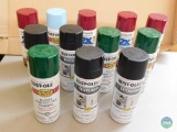 Lot 12 Cans Rust-Oleum Spray Paint Cans Gloss Cranberry, Green, & Flat Black