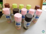 Lot 12 Cans Rust-Oleum Spray Paint Cans Key Lime, Primer, Brown, and Pink