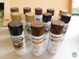 Lot 12 Cans Rust-Oleum Spray Paint Cans Brown, Hammered Gold & Black