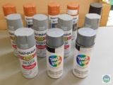 Lot 12 Cans Rust-Oleum Spray Paint Metallic Bronze, Silver, and Gray Primer