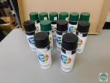 Lot of 12 Cans Touch N Tone Spray Paint Green & Black