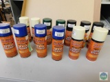 Lot of 13 FixAll Spray Paint Enamel Green, Black, Blue, and Cream