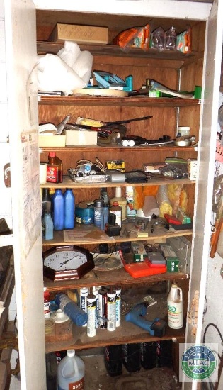 Contents of Cabinet Oil, Drill, Antifreeze, Caulking, etc