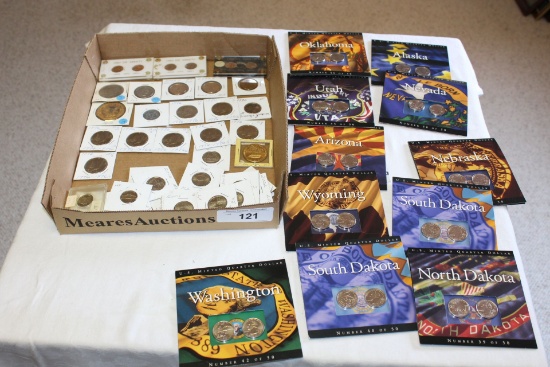 Lot of State Quarters, Kennedy Halves, Sacagawea Dollars.