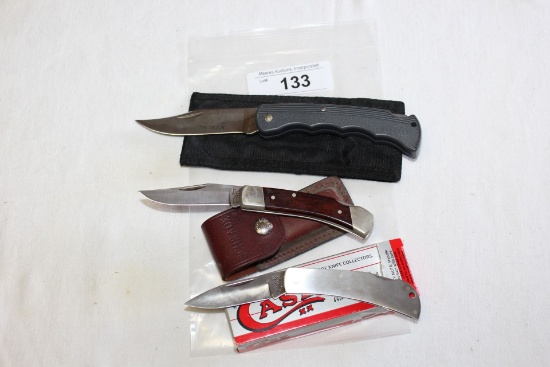 3 Pocket Knives- Case, Buck and Schrade.