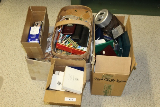 1 Lot of Coin Rollers, Coin Boxes, Office Supplies, Etc.