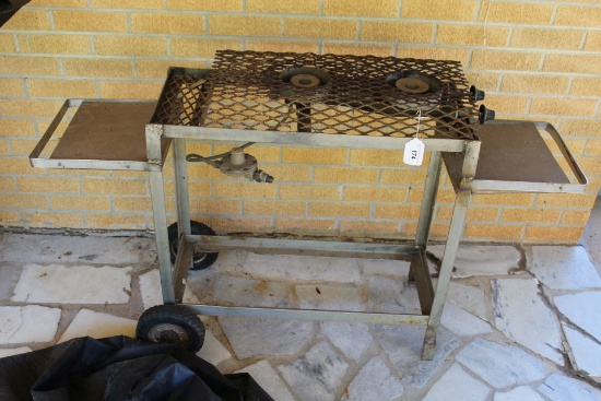 2-LP Gas Burner Stove w/Cart and Cover.