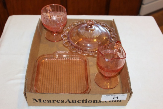 1 Lot of Pink Depression Glass.