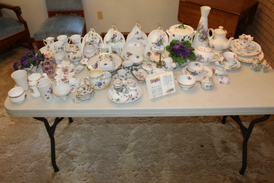 Large Lot of China/Glassware with Violets.