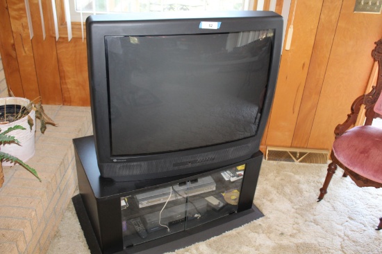 GE 36" Dia. Color TV w/DVD, VHS Player and Stand.