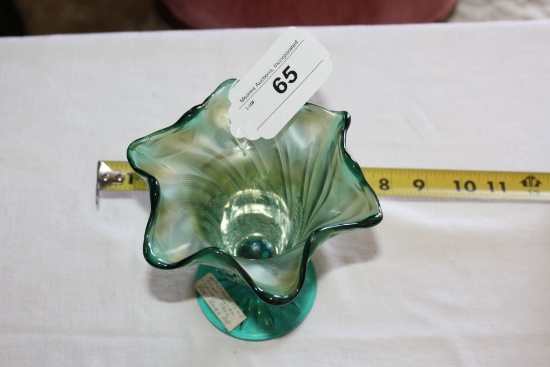 Westmoreland Leaf Swirl Teal Vase.  Very Rare per Owner.