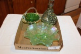 Glass Bowl, Decanter and Glass Basket.