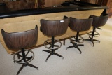 6 Black/Brown Vinyl Padded Bar Stools.