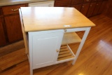 Kitchen Island/Bar with Drop Leaf, Drawers and Cabinet.