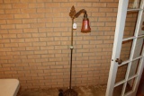 Cast Iron Base Floor Lamp w/Carnival Shade.