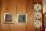 Wrought Iron Plate Holder w/3 Plates and 2 Mirrors.