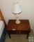 Wood Side Table Nightstand & Lamp