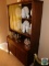 Wood Hutch Cabinet with Glass Sliding Doors