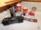 Contents of Kitchen Counter Radio, Vintage Containers, Trays, etc