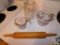 Lot Evenflo & Anchor Glass Measuring Cup & Wood Rolling Pin