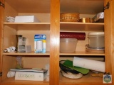 Contents of Cabinets Containers, Baskets, Pie Plates, +