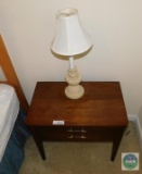 Wood Side Table Nightstand & Lamp