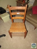 Vintage ladder-back chair with split oak seat