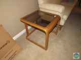 Wood and glass end table