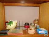 Lot Contents of Shelf Candles, Bookends, Lemon Pitcher