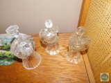 Lot 3 Glass possibly Crystal Angel Candle Holders