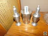 Silver Plated Cup & Weighted Pewter Salt & Pepper Set