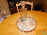 Glass Brandy Decanter & Glass Set on Tray