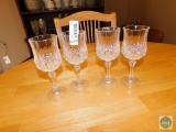 Set of 4 Matching Cut Glass Stemware Glasses