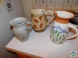 Lot of 3 Pottery & Ceramic Pitchers