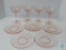 4 Rose Tinted Glass Dessert Pedestal Dishes & Matching Saucers