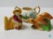 Hull Small Handled Pot & Shawnee Girl and Squirrel Succulent Holders