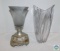 Lot 2 Glass Flower Vases Frosted & Cut Glass