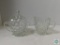 Set of Sugar Bowl & Creamer Glass Diamond Pattern