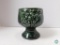 Pottery Pedestal Planter bowl Pot Dark Green Grape Design