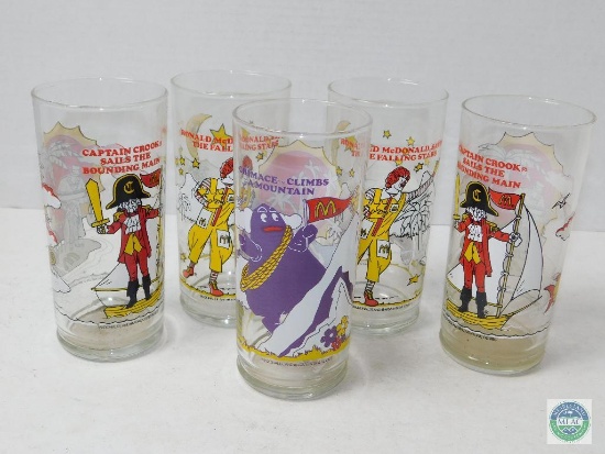 5 McDonald's Character Glasses 1980 Collectors