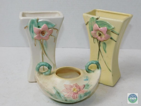 McCoy Pottery Vases and Hull Pottery Bowl