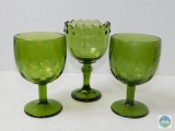 Lot of 3 Green Goblet Glasses