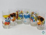 Lot of 6 Smurf Tumblers 1982 Collectible Glasses