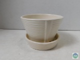 McCoy Pottery Ivory Planter Bowl Dish Pot Ribbed